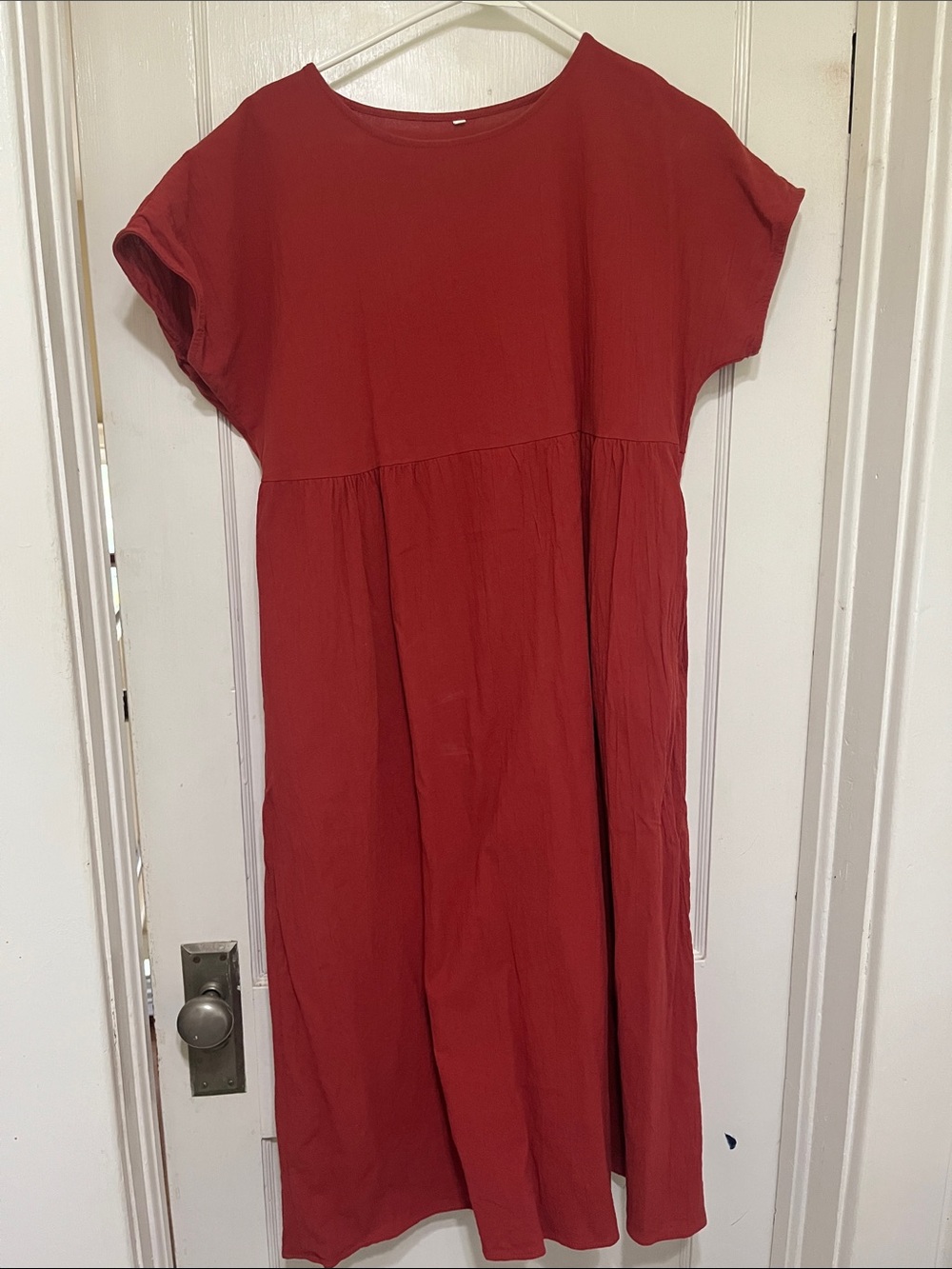 Amazon Red Short-Sleeve Midi Dress